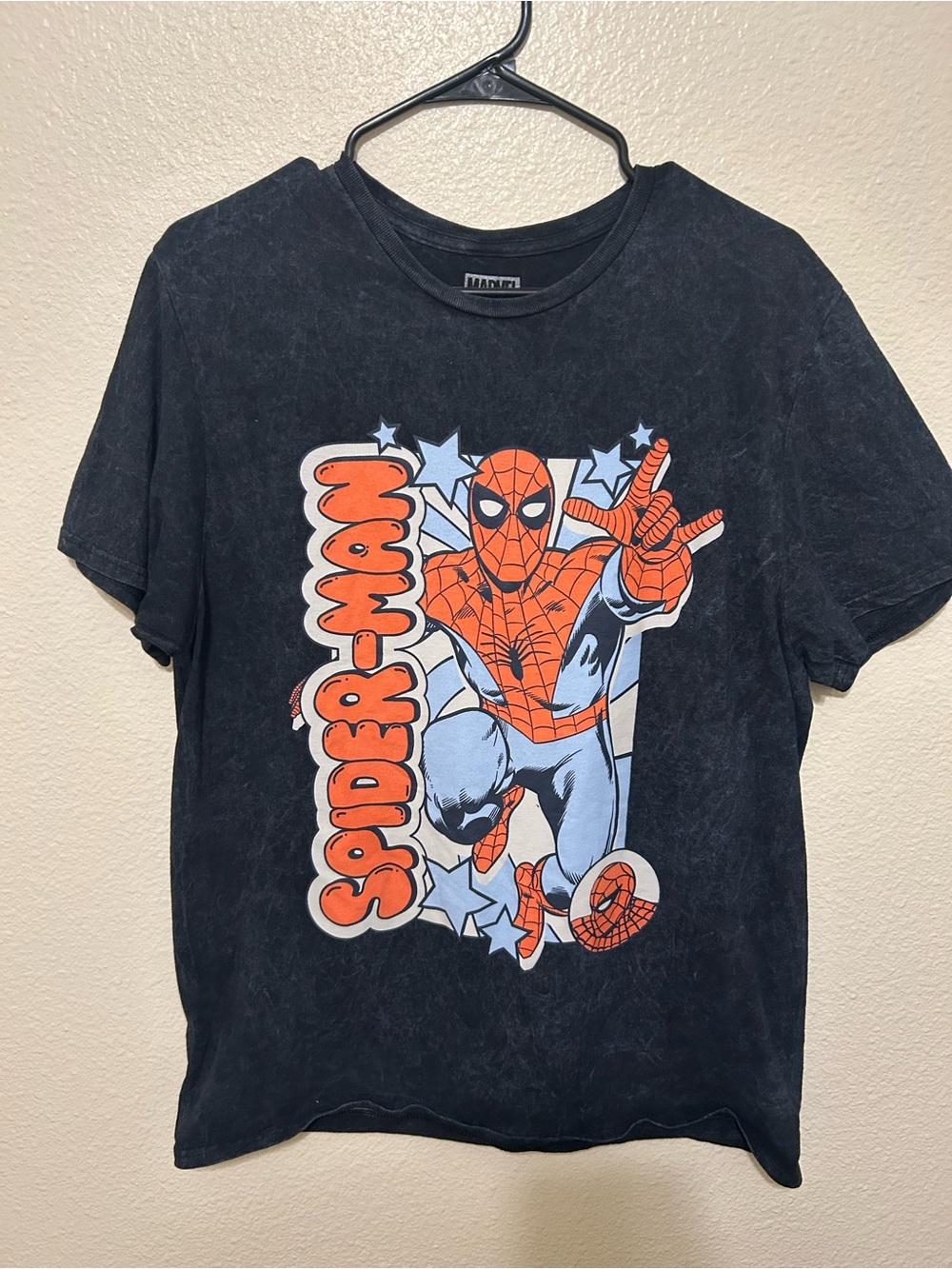 Marvel Black Spider-Man Orange & Light Blue Graphic Tee